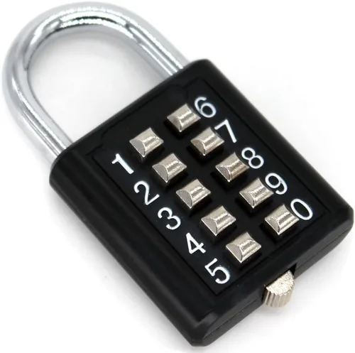 Vista 8 de MIONI - Candado combinado de botón de 10 posiciones, mecanismo de bloqueo de 5 posiciones, (1 negro)