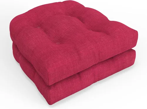 Vista 18 de Pillow Perfect Cojín sólido para asiento de silla de mimbre para interiores y exteriores, 19 x 19 pulgadas, verde salpicadura Evergreen, 2