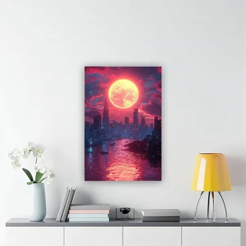 Vista 6 de XAHOR Vaporwave Wall Art – Retro Futuristic Neon Synthwave Print for Modern Home Decor Canvas Posters Wall Art Bedroom Office Room Decor Gift