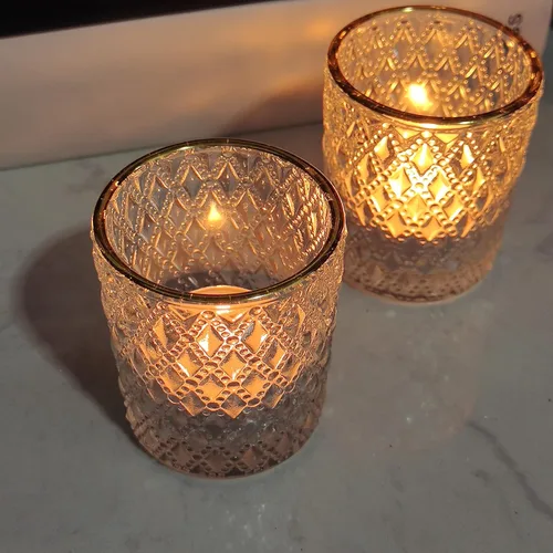 Vista 8 de SHMILMH Juego de 24 portavelas transparentes con borde para mesa de boda, centro de mesa, cumpleaños, fiesta de cumpleaños, decoración de Navidad