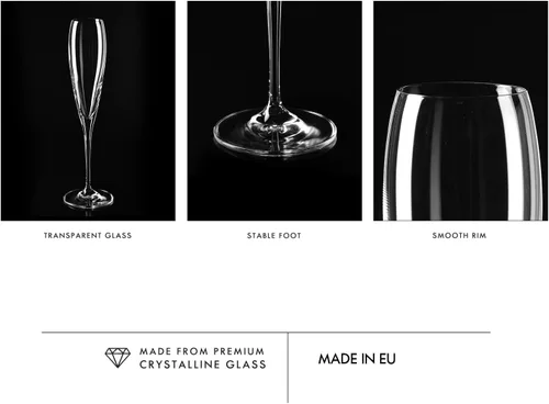 Vista 6 de Krosno Copas de champán, juego de 4, 170 ml, vasos de champán libres de plomo, copas de champán para prosecco, vino espumoso, champán y mimosas