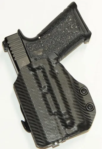 REVKEL - Funda de pala moldeada Kydex personalizada para Sig Sauer P365 con riel táctico de recuperación con mini valquiria Olight PL2. Dibujo negro