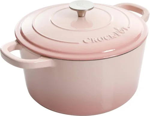 Vista 13 de Crock Pot olla para horno holandés de hierro fundido artesanal de 7 cuartos de galón, Rojo