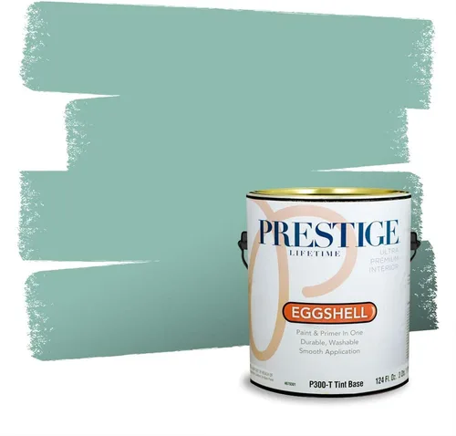 Vista 130 de Prestige Paints - Pintura exterior e imprimación en uno, 1 galón, plano, compatibilidad comparable con el color menta «Whipped Mint» de Behr