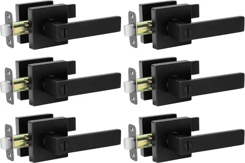 Vista 10 de AIKKIL - Juego de manijas de puerta de privacidad negras sin llave (paquete de 2), manijas de puerta interior resistentes con cerradura