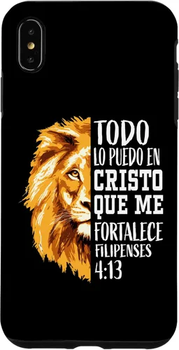 Vista 11 de iPhone 16 Filipenses 4:13 - Funda gráfica de león con versículo bíblico cristiano en español