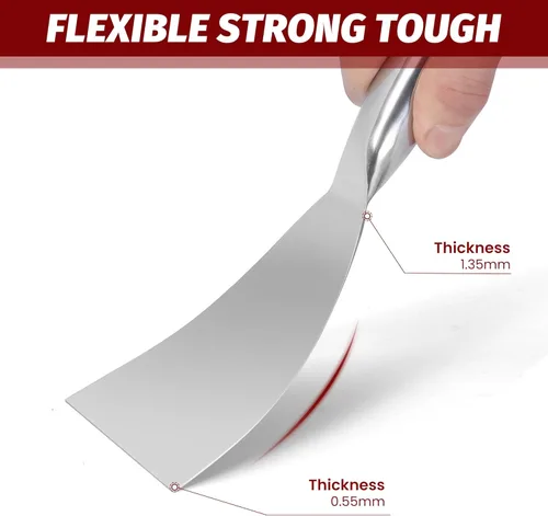 Vista 4 de Juego de Espátulas de Masilla, 4 Piezas de 2", 3", 4", 6" de Una Pieza de Acero Inoxidable Completamente Pulido Premium, Herramienta Raspadora