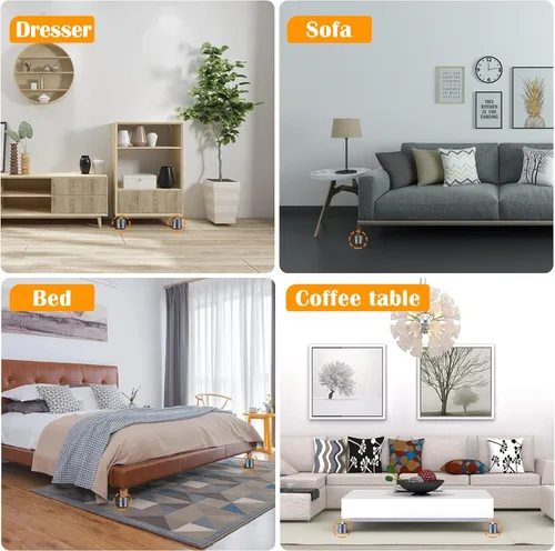 Vista 7 de Elevadores de cama de 3 pulgadas para base ajustable, 4 elevadores de cama de metal resistentes adecuados para cama, sofá, cómoda, mesas, gabinete