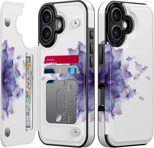 Vista 1315 de LETO para iPhone 15 Pro Funda tipo cartera - Tapa tipo folio con patada - Diseños de moda - Tarjetero - Funda protectora para mujeres y niñas - 6.1