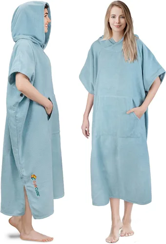 Vista 12 de SUN CUBE Poncho de surf cambiador con capucha Toalla de microfibra absorbente de secado rápido con bolsillo para surfear, hombres y mujeres