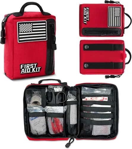 Vista 5 de Kitgo Kit de primeros auxilios, kit de trauma con suministros médicos y herramientas de supervivencia de emergencia, 103 piezas para automóvil