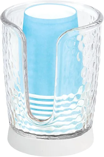 Vista 8 de mDesign - Dispensador compacto de tazas de papel desechables, pequeño, de plástico/acero, soporte de almacenamiento para enjuagar tazas en encimeras