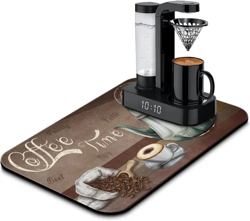 Vista 51 de Tapete de barra de café para encimeras 19inx12in, absorbente para ocultar las manchas, antideslizante, accesorios para bar de cafetería, cabe debajo