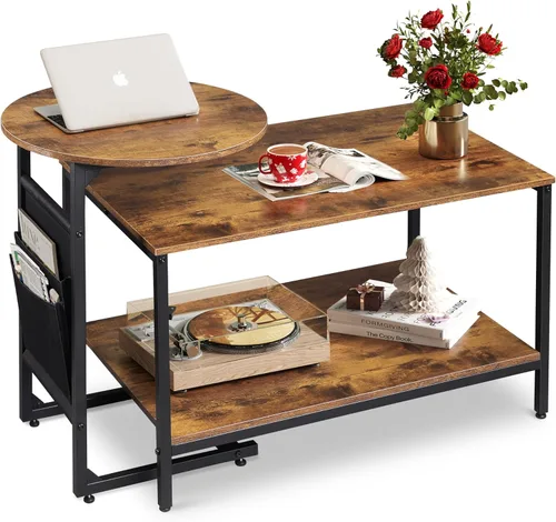 Vista 13 de WLIVE Mesas de centro ovaladas, mesa de centro moderna para sala de estar, mesa auxiliar para espacios pequeños, oficina en casa, fácil montaje