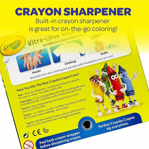 Vista 5 de Crayola Crayones lavables para niños, 64 unidades (2 cajas), rellenos esenciales para cestas de Pascua, crayones a granel para niños pequeños
