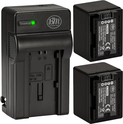BM Premium 2 baterías y cargador BP-727 para Canon Vixia HFR80, HFR82, HFR800, HFR70, HFR72, HFR700, HFM500, HFR30, HFR32, HFR300, HFR40, HFR42,