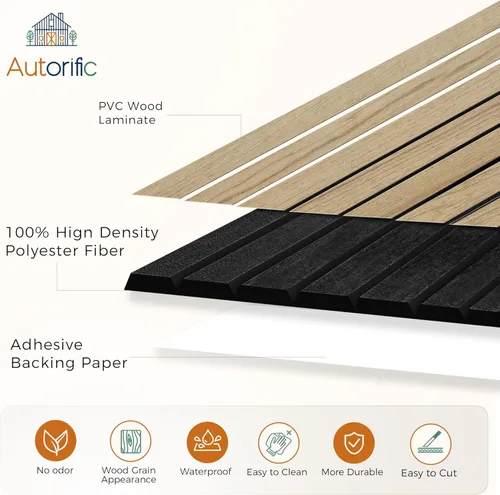 Vista 3 de Paquete de 12 paneles de madera de PVC para pared, paneles de pared de 11.8 x 15.7 x 0.35 pulgadas, paneles de pared 100% fibra de poliéster Teca