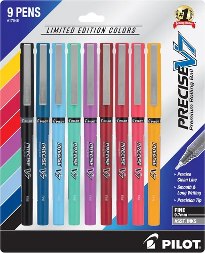 Vista 6 de PILOT Precise V5 Stick - Bolígrafos de tinta líquida, punta extrafina (0.020 in), colores de tinta surtidos, paquete de 9 (26024)