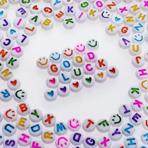 Vista 11 de Amaney - 1000 cuentas redondas de acrílico blanco de 0.236 x 0.186 pulgadas con letras del alfabeto de oro rosa para hacer joyas