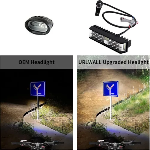 Vista 4 de Kit de faros delanteros, barra de luz Plug N Play para Sur ron Segway con soporte de montaje e interruptor para faros delanteros 6000-6500K