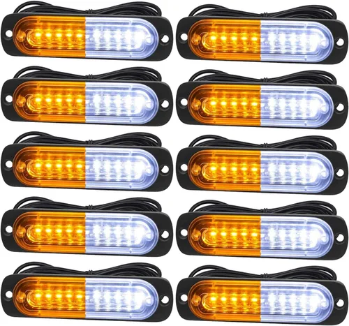 Vista 9 de Luces estroboscópicas de emergencia, montaje en superficie universal, ámbar/blanco, advertencia de emergencia, barra de luz estroboscópica