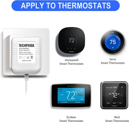 Vista 5 de Transformador de 24 voltios, adaptador de cable C para termostato Nest Honeywell Ecobee y Sensi, transformador de timbre compatible con timbre