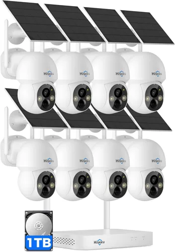 Vista 11 de Hiseeu Cámara de seguridad solar para exteriores, cámaras de 4MP, sistema de cámaras de seguridad inalámbricas para el hogar, visión nocturna a