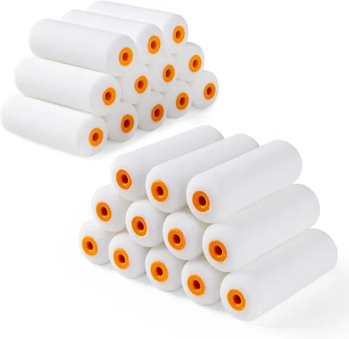 Vista 8 de Kit de rodillos de pintura de 2 pulgadas, paquete de 20 rodillos de pintura pequeños con cubiertas de microfibra para siesta de 3/8 pulgadas, mini