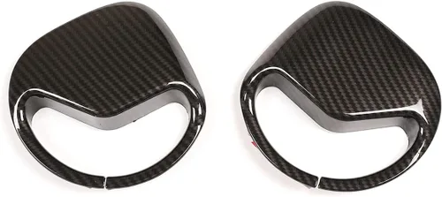 Vista 2 de 2 piezas de fibra de carbono ABS cromo cinturón de seguridad ajuste para Land Rover Defender 110 2020-2020 accesorios de coche (fibra de carbono)