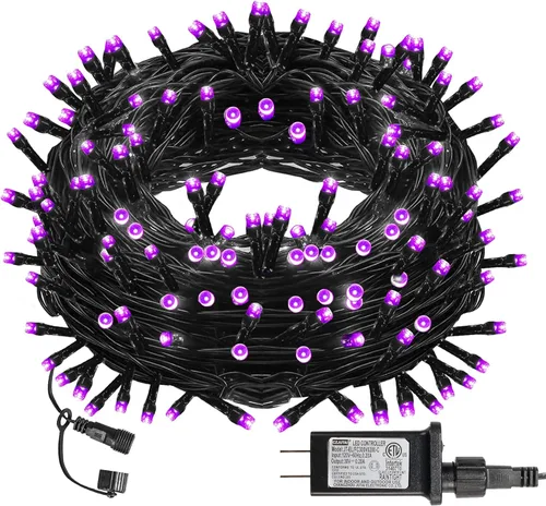 Vista 20 de Dazzle Bright - Guirnalda de luces navideñas, 600 LED, 196 pies, 8 modos de iluminación, temporizador, cable verde, impermeable, para árbol
