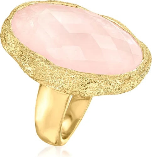 Vista 3 de Ross-Simons Anillo de cuarzo rosa de 17.00 quilates en oro de 18 quilates sobre plata esterlina