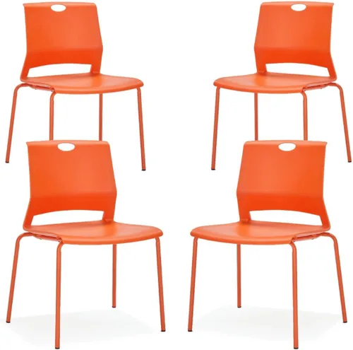 Vista 10 de Juego de 4 sillas apilables negras, modernas sillas de oficina para invitados, sillas de comedor apilables, silla de plástico para sala