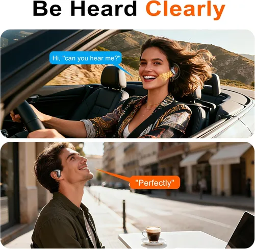 Vista 4 de kurdene Auriculares inalámbricos 5.4 Bluetooth deportivos, auriculares abiertos con sonido de graves profundos, auriculares de 60 horas