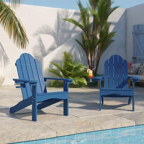 Vista 75 de LUE BONA HDPS Sillas Adirondack de 2, Silla para Hoguera al Aire Libre, Resistente a la Intemperie con Portavasos, Silla Moderna de Plástico