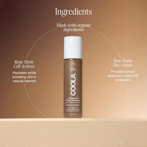 Vista 4 de COOLA Crema orgánica Rosilliance BB con SPF 30, protector solar y base hidratante tintado, probado por dermatólogos, 1.5 onzas líquidas