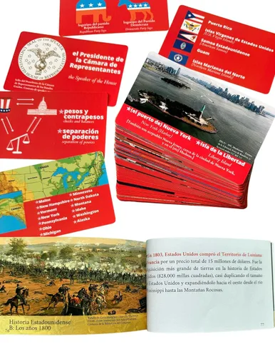 Vista 3 de US Citizenship Test Flashcards & Study Guide Combo Set (EspañolInglés) Ciudadanía Americana Tarjetas y Guía de Estudio de Bolsillo, 100 preguntas