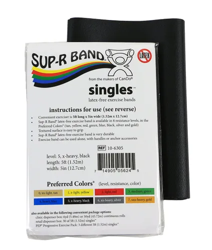 Vista 9 de Cando 10-6303 Sup-R Banda elástica sin látex para ejercicio, 1,5 metros, individual, resistencia media, verde