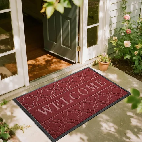 Vista 27 de Yimobra - Tapete de bienvenida impermeable y antideslizante para interiores y exteriores, resistente, para todo tipo de clima, bajo perfil