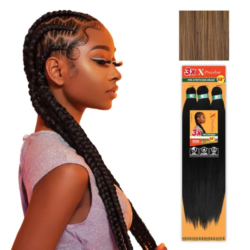 Vista 30 de Sensationnel X-Pression - Trenzas prestiradas, 3 unidades, 58 pulgadas, paquete de 1 unidad, 1B