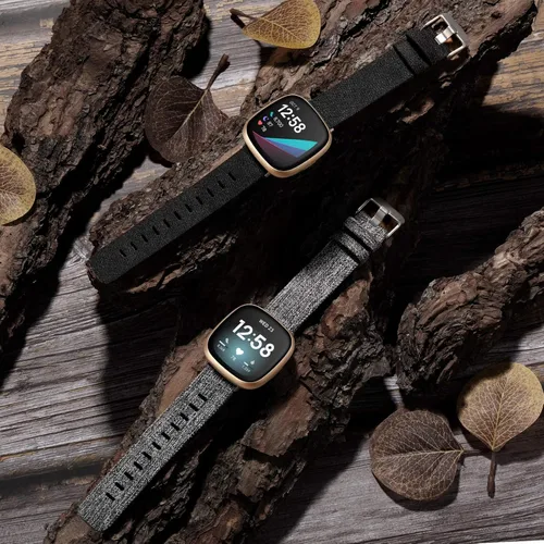 Vista 2 de Maledan - Correa de repuesto compatible con Fitbit Sense y Versa, 3 bandas para mujeres y hombres, de tejido suave, correa de repuesto para reloj