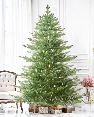 Vista 5 de Árbol de Navidad artificial de 6 pies preiluminado de abeto con control remoto, 450 luces multicolor blancas cálidas, con bisagras/sensación