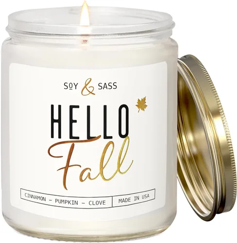 Vista 14 de Vela de Sidra de Manzana, Velas de Otoño Sidra de Manzana, Canela y Nuez Moscada - Infundida con Aceites Esenciales Vela Aromática de Sidra
