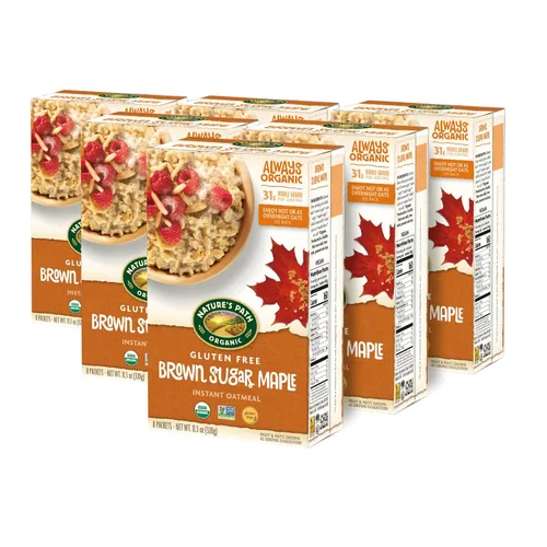 Vista 3 de Nature's Path Avena Instantánea Orgánica de Azúcar Morena y Arce, 11.3 oz (Paquete de 6), Sin Gluten, Sin OGM