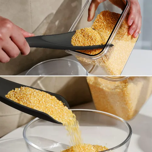 Vista 5 de Cuchara de cocina para utensilios de cocina antiadherentes, cuchara de silicona VOVOLY para mezclar, sacar y raspar, negra, 11.4