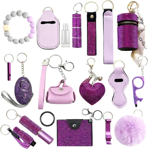 Vista 8 de Personal Safety Keychain Set for Women, Self Defense Kit with 130DB Alarm, Wristlet, Emergency Tools