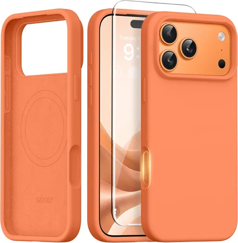 Vista 1328 de GONEZ Funda magnética para iPhone 14, compatible con Magsafe, con protector de pantalla + protector de cámara, forro de microfibra antiarañazos