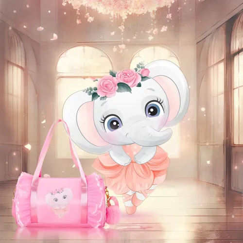 Vista 5 de Moonmo Bonita bolsa de baile de ballet, bolsa de vestir tutú, impermeable, ligera, bolsa de baile rosa para niñas, Elefante Pinkdanceb, Bolsa