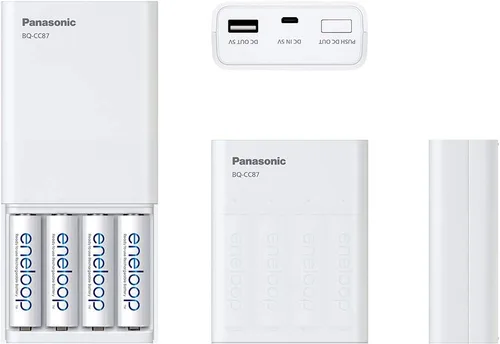 Vista 4 de Panasonic K-KJ87M3A4BA Paquete de cargador de batería individual con 4AAA Eneloop baterías recargables (paquete de 12)