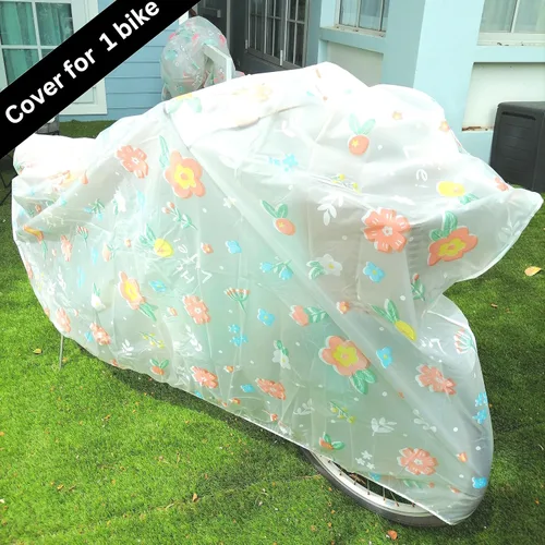 Vista 5 de Funda para bicicleta, bonita funda transparente para almacenamiento al aire libre, impermeable, material antidesgarros, lluvia, nieve, polvo