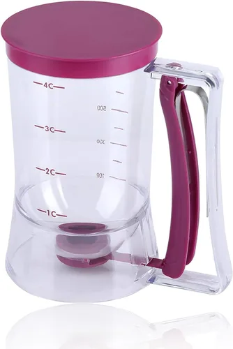 Vista 2 de Dispensador de masa para panqueques, suministros para hornear con etiqueta medidora, herramientas imprescindibles de cocina para panqueques